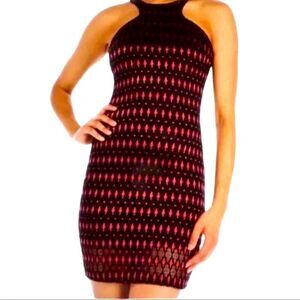 Black and Pink Fushsia Sleeveless Round Neck Bodycon Mini Party Dress NEW